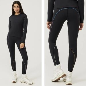 Outdoor Voices Black Frost Knit Leggings with Multicolor Reflective Stitching